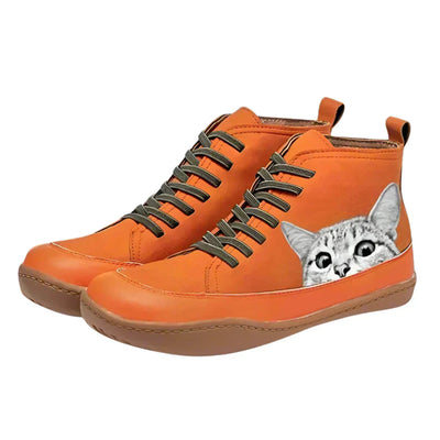 Chloe Cat™ | Leather ankle boots for cat lovers