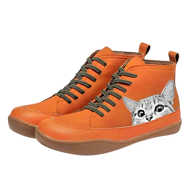 Chloe Cat™ | Leather ankle boots for cat lovers