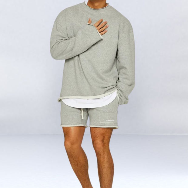 John | Stylish Relaxed Fit Sweatshirt Shorts Set For Men