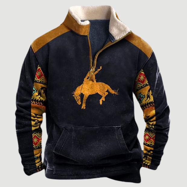 Kjeld ™ | Cozy Moose Print Half-Zip Sweater For Men