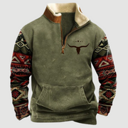 Kjeld ™ | Cozy Moose Print Half-Zip Sweater For Men