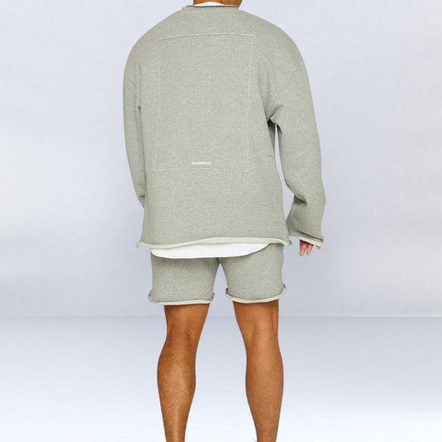 John | Stylish Relaxed Fit Sweatshirt Shorts Set For Men