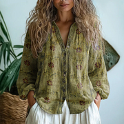 Isla | Floral Trim Button Blouse