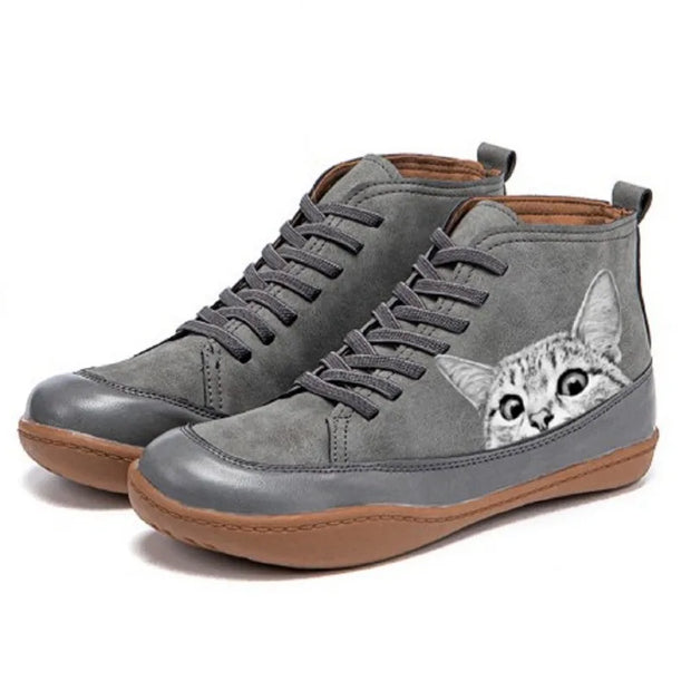 Chloe Cat™ | Leather ankle boots for cat lovers