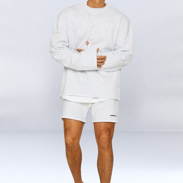 John | Stylish Relaxed Fit Sweatshirt Shorts Set For Men