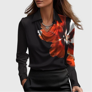 Sylvie | Blouse with Luxurious Sheen and Pleated Neckline