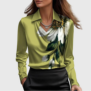 Sylvie | Blouse with Luxurious Sheen and Pleated Neckline