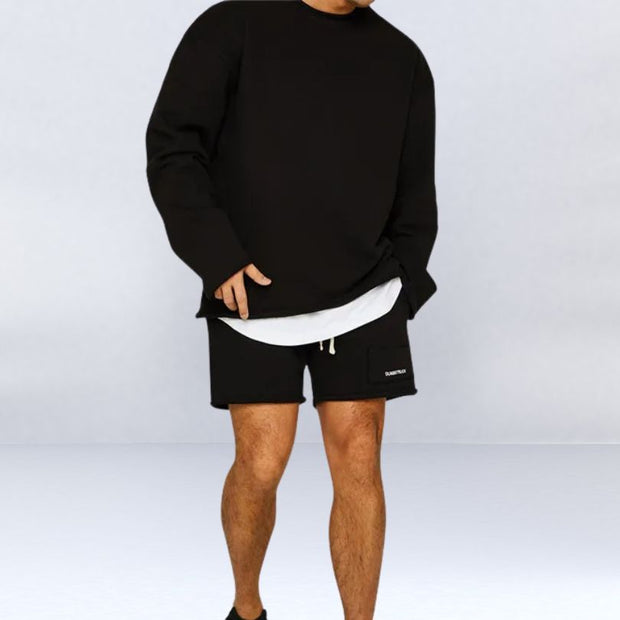 John | Stylish Relaxed Fit Sweatshirt Shorts Set For Men