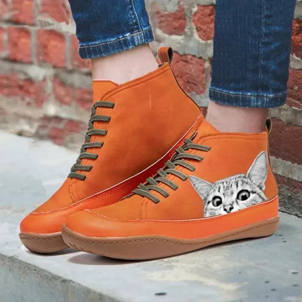 Chloe Cat™ | Leather ankle boots for cat lovers