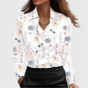 Sylvie | Blouse with Luxurious Sheen and Pleated Neckline
