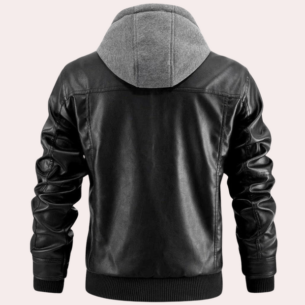 Mathias ™ | Leather Hoodie Jacket For Men