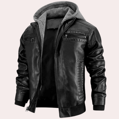Mathias ™ | Leather Hoodie Jacket For Men