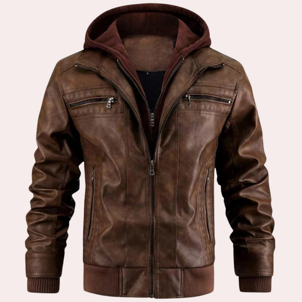 Mathias ™ | Leather Hoodie Jacket For Men