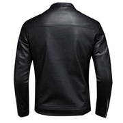 Ernst ™ | Classic Black Leather Biker Jacket with Snap Collar For Men
