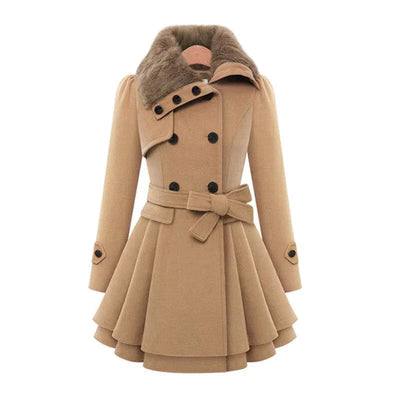 Sarena ™ | Chic Trench Coat With Vegan Fur