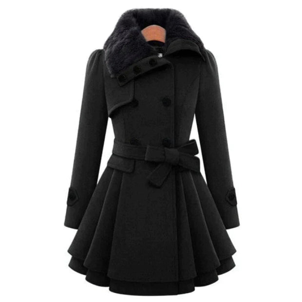 Sarena ™ | Chic Trench Coat With Vegan Fur