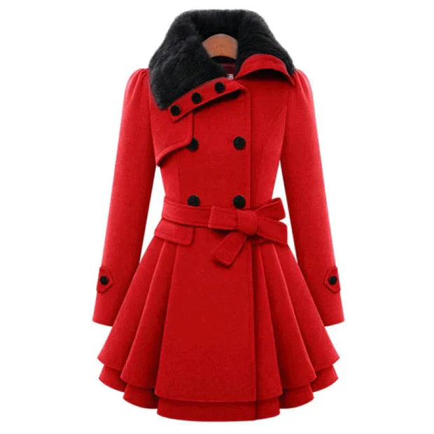 Sarena ™ | Chic Trench Coat With Vegan Fur