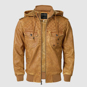 Olaf ™ | Quilted Leather Hooded Jacket For Men