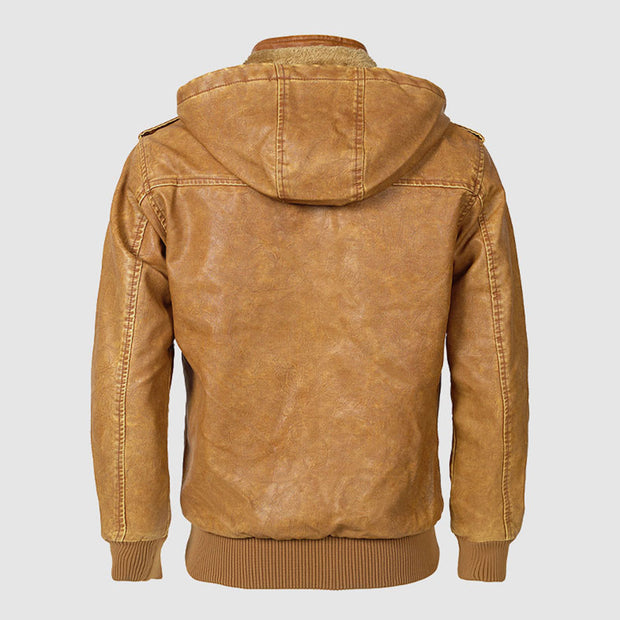 Olaf ™ | Quilted Leather Hooded Jacket For Men