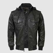 Olaf ™ | Quilted Leather Hooded Jacket For Men