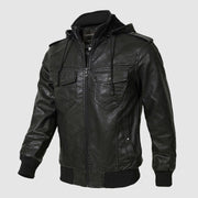 Olaf ™ | Quilted Leather Hooded Jacket For Men