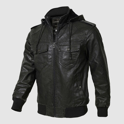 Olaf ™ | Quilted Leather Hooded Jacket For Men