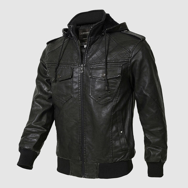 Olaf ™ | Quilted Leather Hooded Jacket For Men
