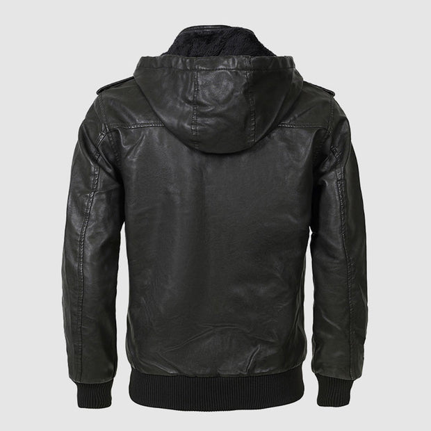 Olaf ™ | Quilted Leather Hooded Jacket For Men