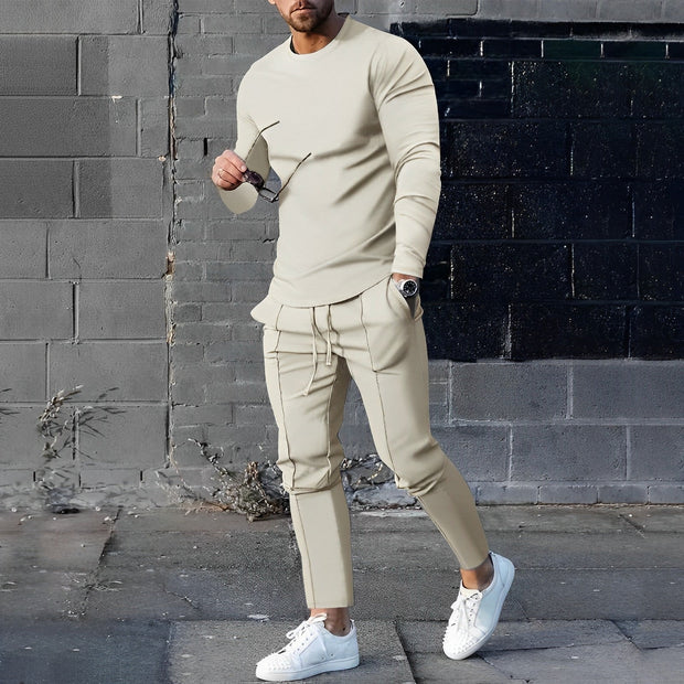 Kaleb | Stylish Long Sleeve T-Shirt Jogger Set For Men