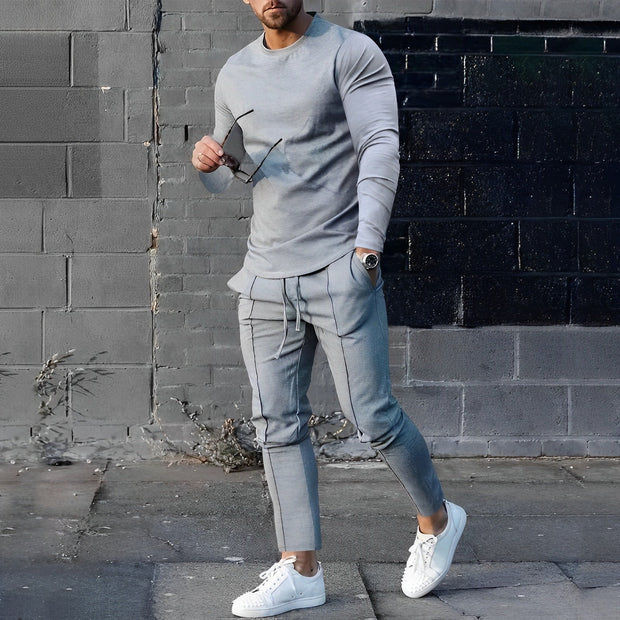 Kaleb | Stylish Long Sleeve T-Shirt Jogger Set For Men