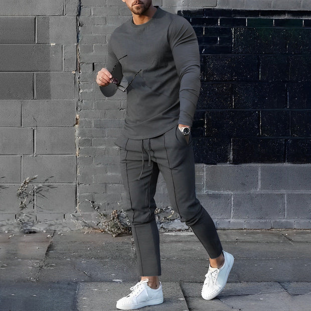 Kaleb | Stylish Long Sleeve T-Shirt Jogger Set For Men