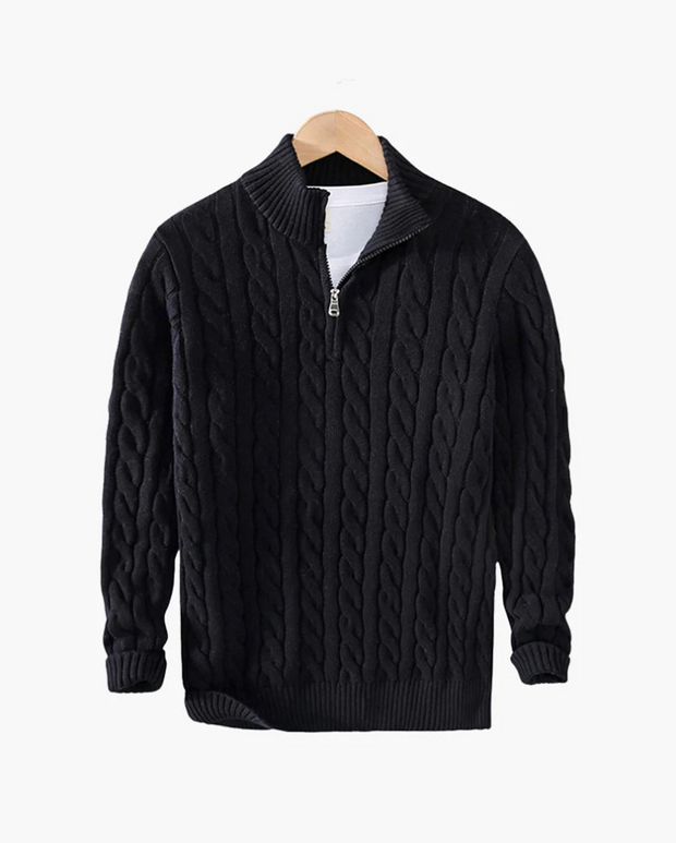 Daniel | Half-Zip Cable Knit Sweater For Men