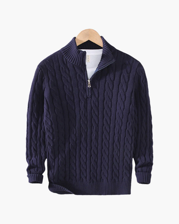 Daniel | Half-Zip Cable Knit Sweater For Men