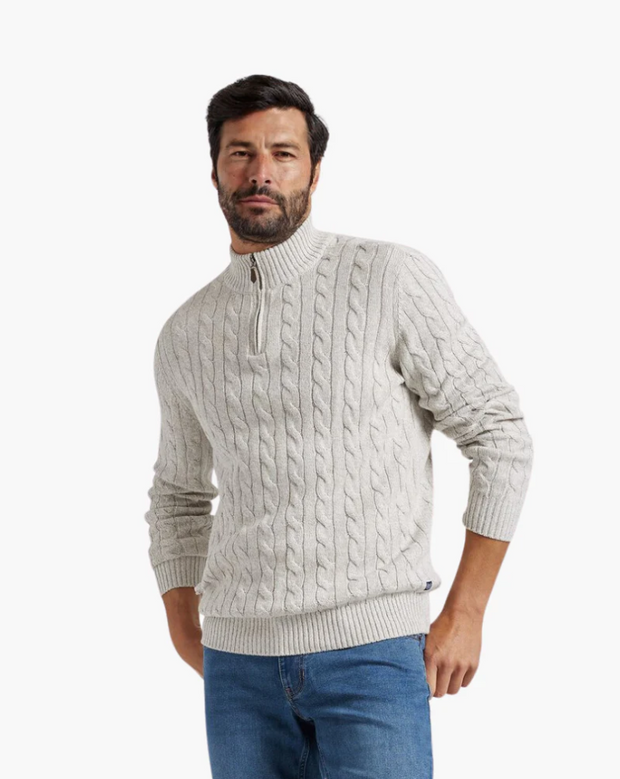 Daniel | Half-Zip Cable Knit Sweater For Men