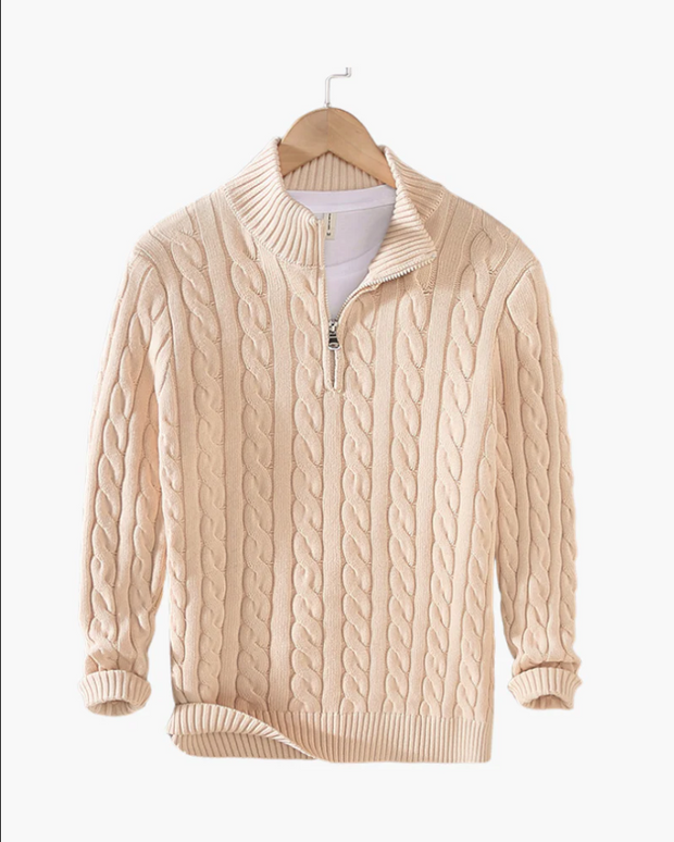 Daniel | Half-Zip Cable Knit Sweater For Men