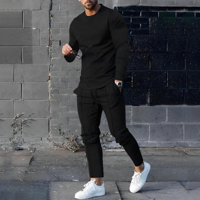 Kaleb | Stylish Long Sleeve T-Shirt Jogger Set For Men