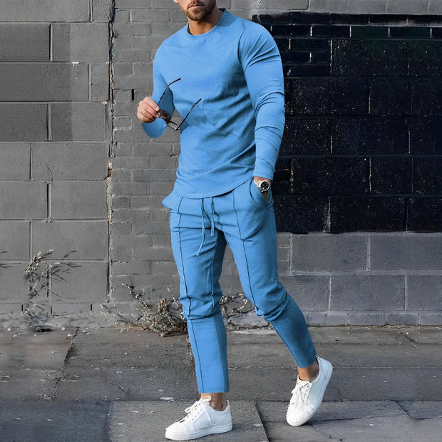 Kaleb | Stylish Long Sleeve T-Shirt Jogger Set For Men