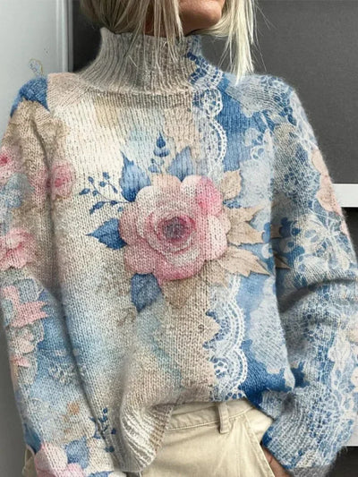 CORAL - KNITTED ICELANDIC TURTLENECK SWEATER