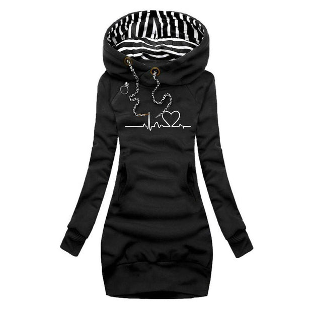 Cecilia - Dress-Hoodie with Heartbeat Print