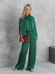 EMILY | Elegant Green Jumpsuit Short Sleeves