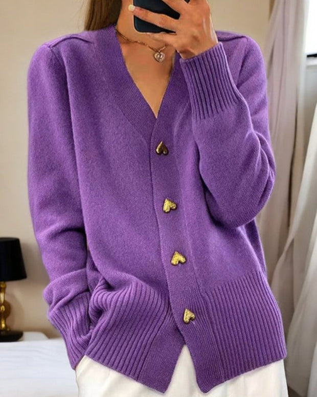 Adele ™ | Women's Heart-Button Knit Cardigan