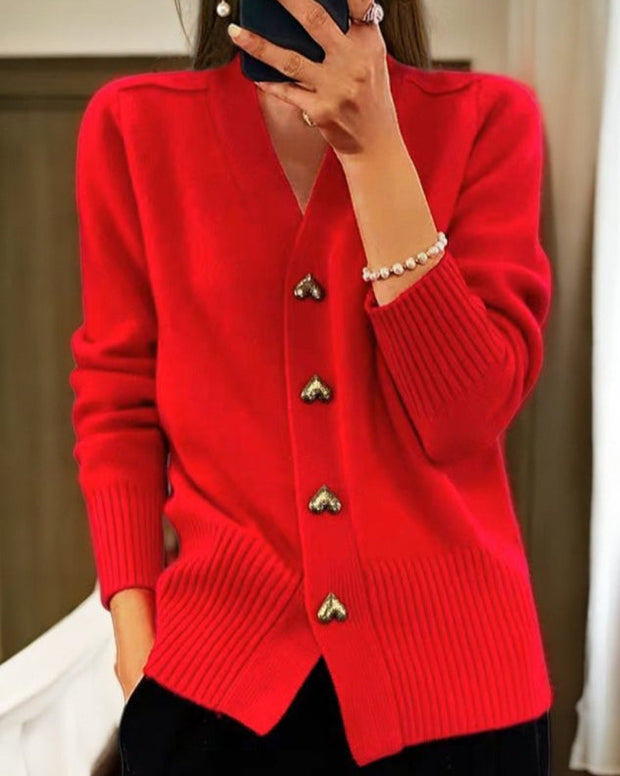 Adele ™ | Women's Heart-Button Knit Cardigan
